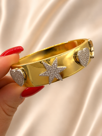BRACCIALE RIGIDO STELLE E CUORI