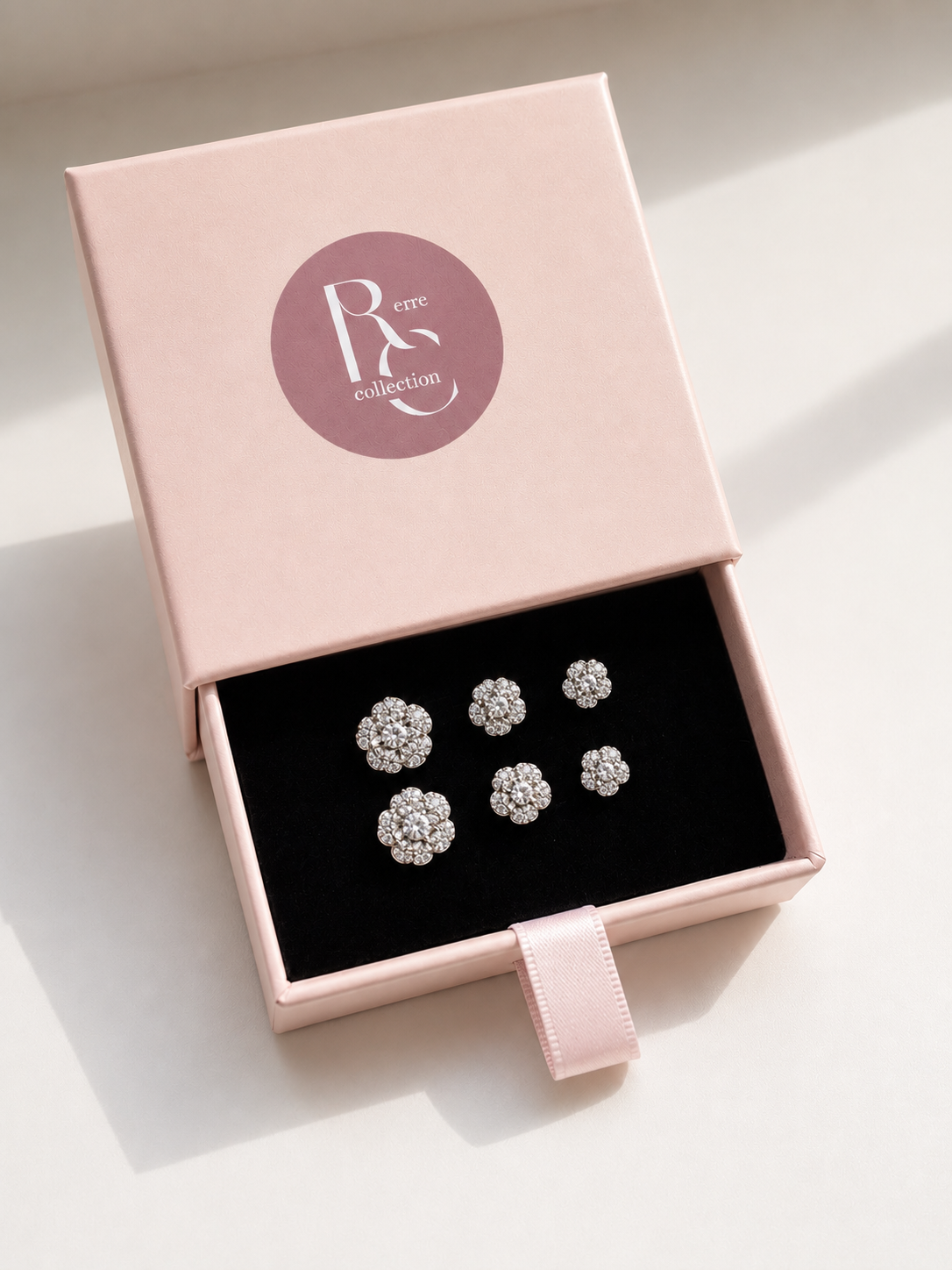 SET ORECCHINI ROSE  FULL PAVÈ